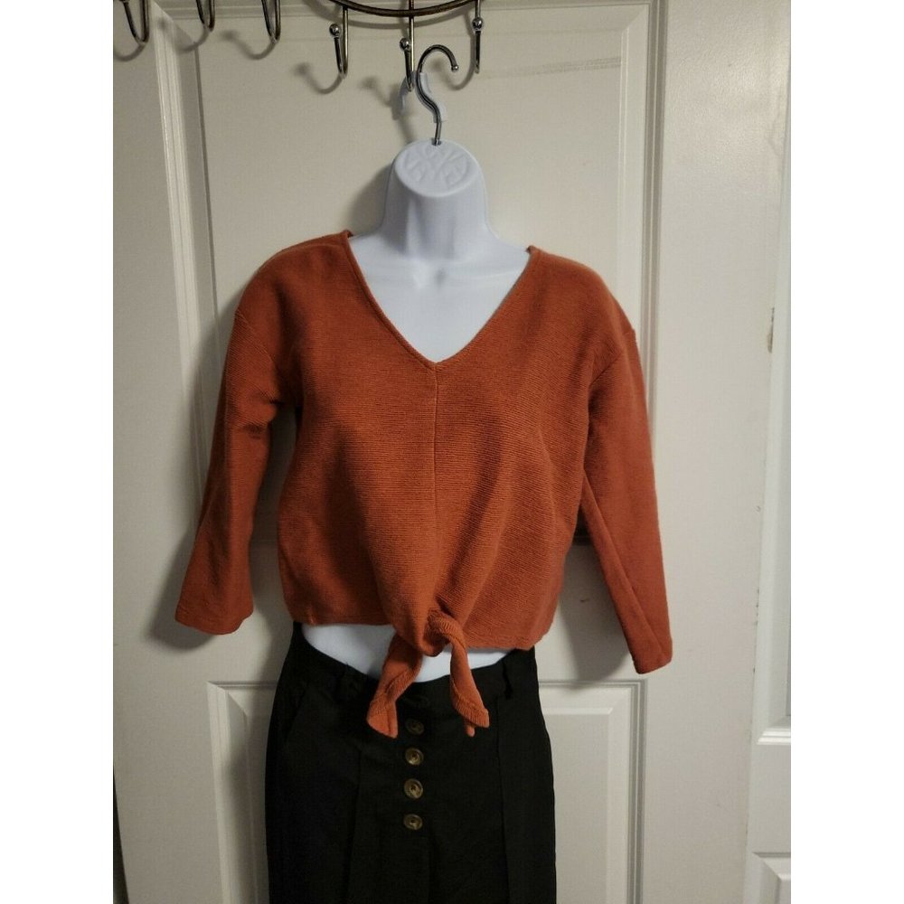 Madewell Texture & Thread Tie Front Top Women's Size S V Neck Shirt size S